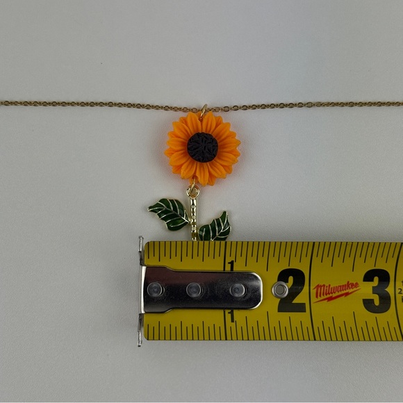 Sunflower Pendant Necklace Flower Floral Faux Gold Chain Enamel Jewelry Gift NEW - Picture 15 of 16